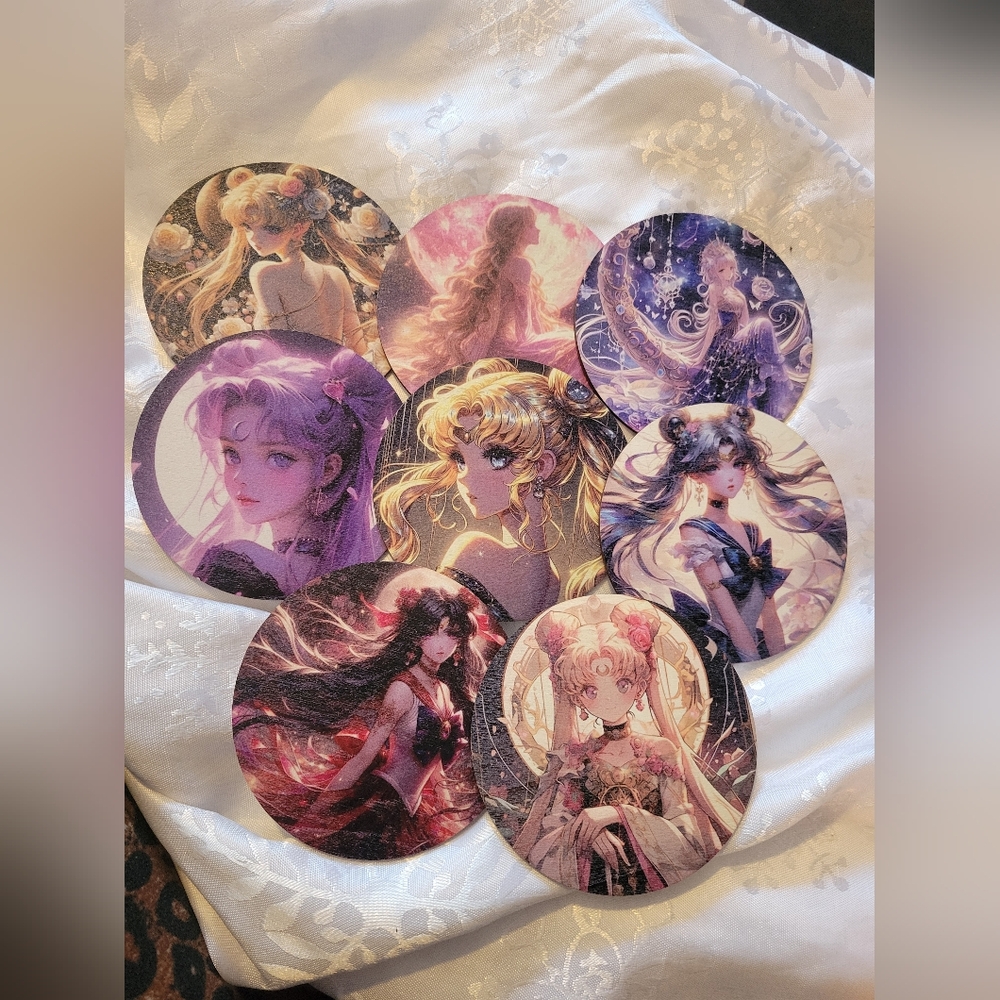 🌹Buy 1 Get 1 Free🌹 Anime Character Coaster Set - Purple and Pink